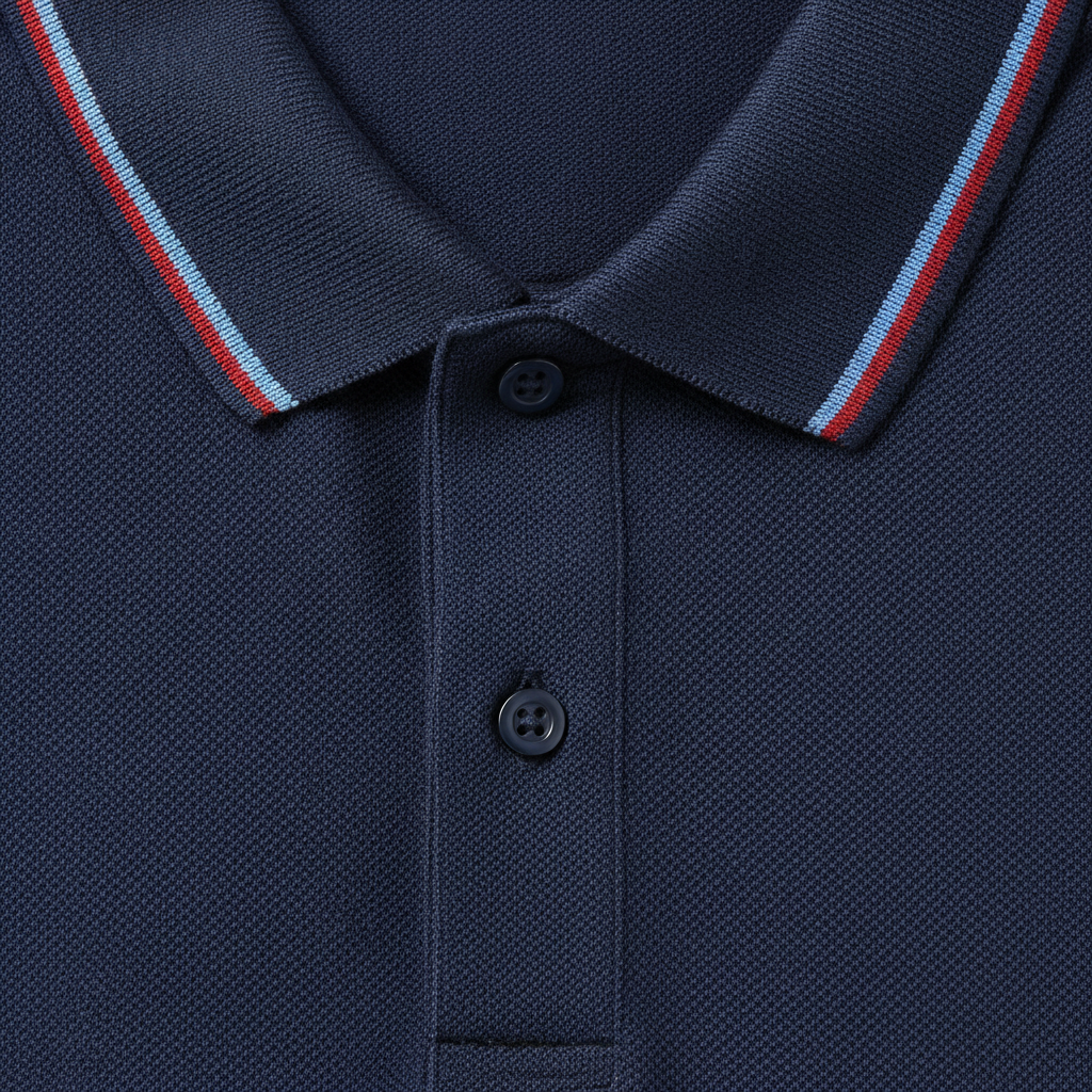 Polo Uomo Colletto a Righe Multiple – Bordi Rigati Eleganti - dettaglio