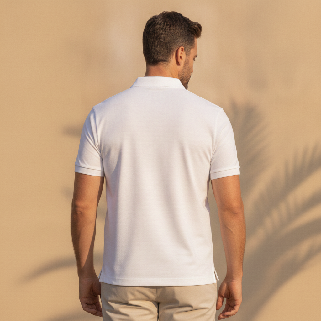 Polo Uomo Tinta Unita Basic – Essenziale Versatile del Guardaroba - vista posteriore