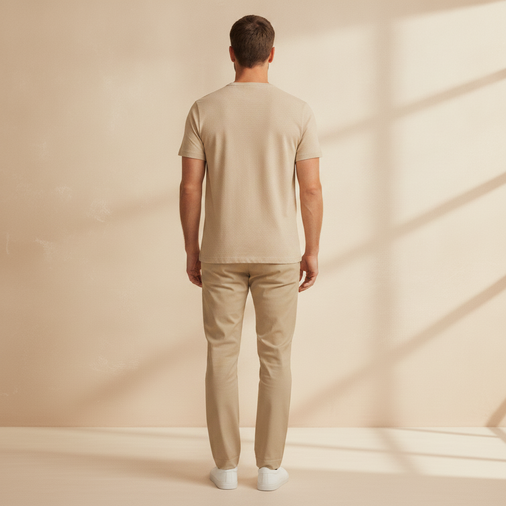 T-shirt Uomo in Misto Lino – Fresca e Traspirante Estiva - vista posteriore