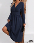 Isabelle Abito Maxi Donna – Abito Scollo a V Incrociato Maniche Lunghe Elegante