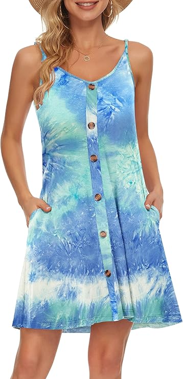 Gabbie Robe Été Donna – Spalline Sottili, Scollo a V e Tasche, Taglio Fluido Spiaggia