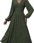 Vestito Donna Tierra Pois – Taglio A-Line, Scollo a V, Vita Alta Plissettata Elegante