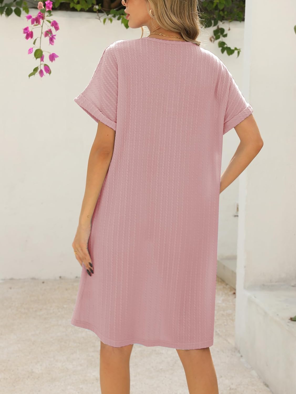 Camille Abito Corto Donna – Abito Scollo a V con Bottoni Taglio A-Line Estate Chic