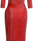 Mia Abito Donna – Abito Mini Spalla Scoperta Spacco Bodycon Brillante Serata