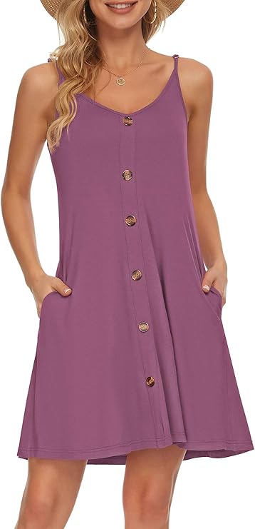 Gabbie Robe Été Donna – Spalline Sottili, Scollo a V e Tasche, Taglio Fluido Spiaggia