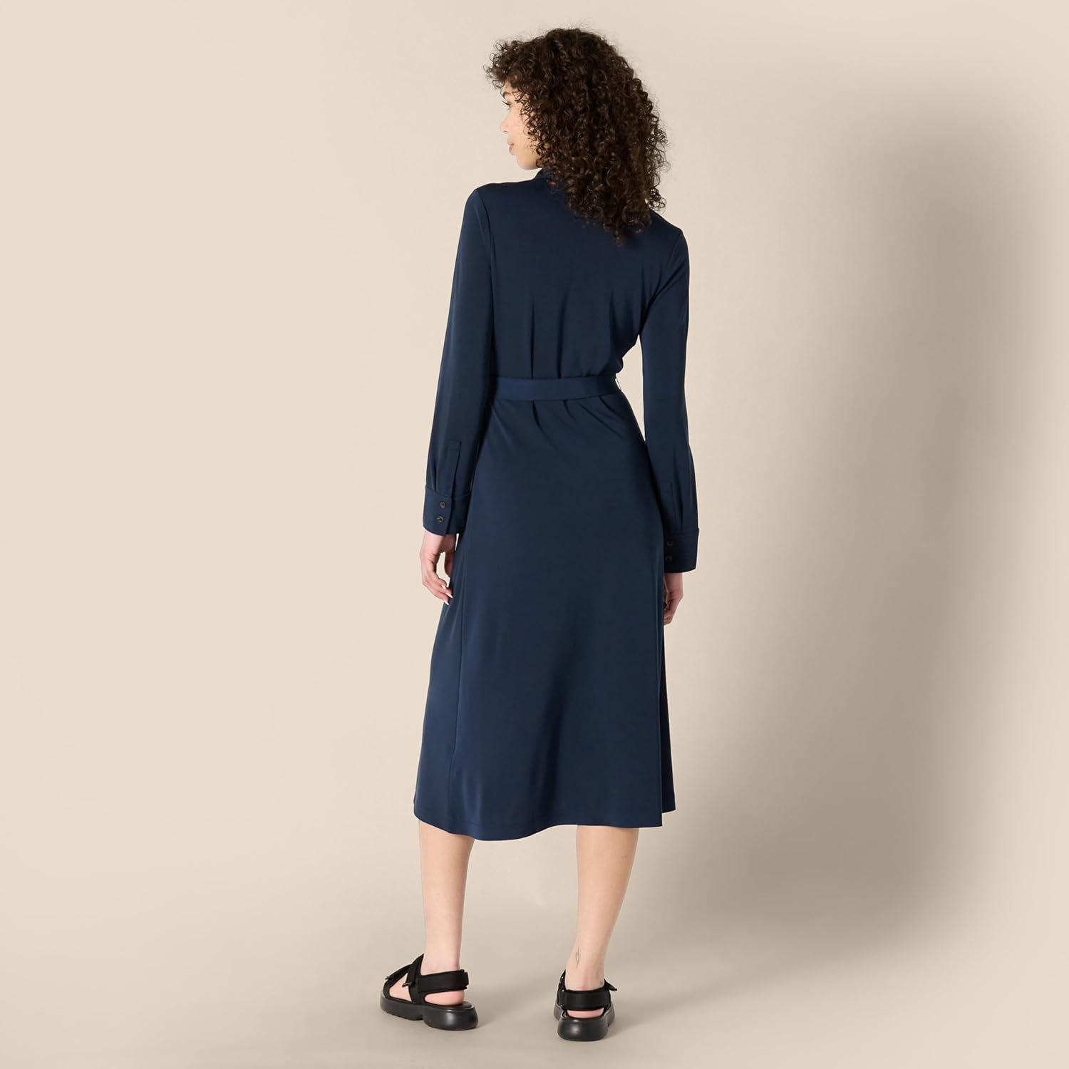 Claire Vestito Camicia Midi – Vestito Elegante Collo Classico Cintura Donna