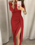 Mia Abito Donna – Abito Mini Spalla Scoperta Spacco Bodycon Brillante Serata