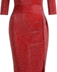 Mia Abito Donna – Abito Mini Spalla Scoperta Spacco Bodycon Brillante Serata