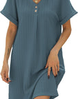 Camille Abito Camicia Donna – Abito Scollo a V Maniche Risvoltate Linea A Estate