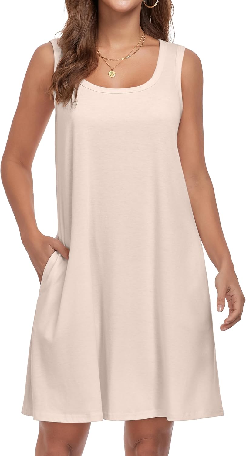Julie Abito Estivo Donna – Abito Girocollo Senza Maniche Con Tasche Midi