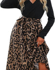 Camille Abito Midi Donna – Abito Svasato con Scollo a V, Cintura Annodata e Maniche Lunghe