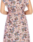 Chloé Abito Mini Donna – Abito in Mussola Floreale con Scollo a V, Volant, Senza Maniche Rosa