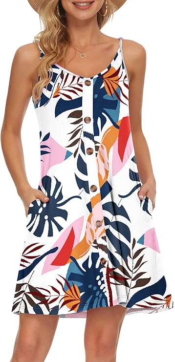 Gabbie Robe Été Donna – Spalline Sottili, Scollo a V e Tasche, Taglio Fluido Spiaggia