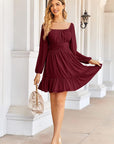 Élodie Abito Lungo Donna – Abito Elegante con Scollo Quadrato, Volant e Maniche Trasparenti