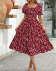 Angeli Robe Donna Fiorita – Maniche a Sbuffo, Vita Annodata, Taglio Mini Estivo Chic
