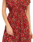 Chloé Abito Mini Donna – Abito in Mussola Floreale con Scollo a V, Volant e Senza Maniche