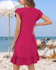 Chloé Abito Donna – Abito Midi Scollo a V Maniche Corte Volant Taglio A-Line Estate