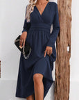 Isabelle Abito Maxi Donna – Abito Scollo a V Incrociato Maniche Lunghe Elegante