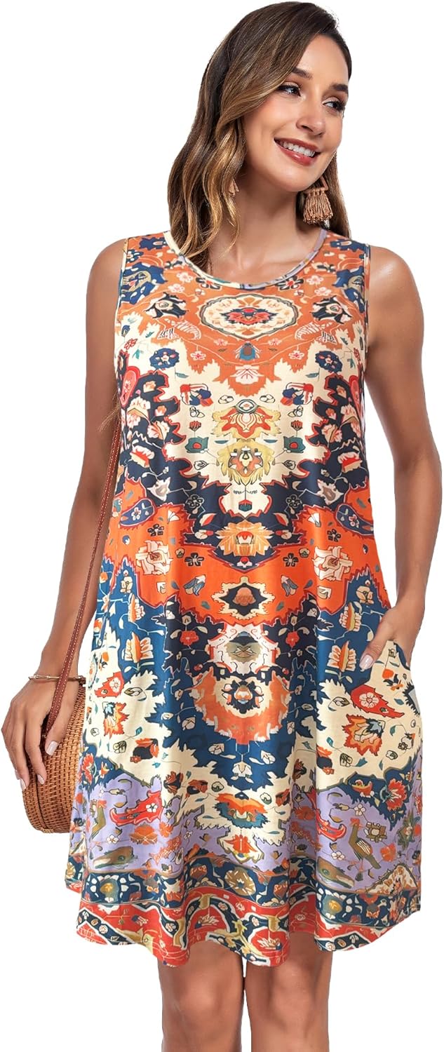 Vestito Estivo da Donna Léna – Vestito A-Line con Spalline, Scollo a V e Tasche, Lunghezza Media