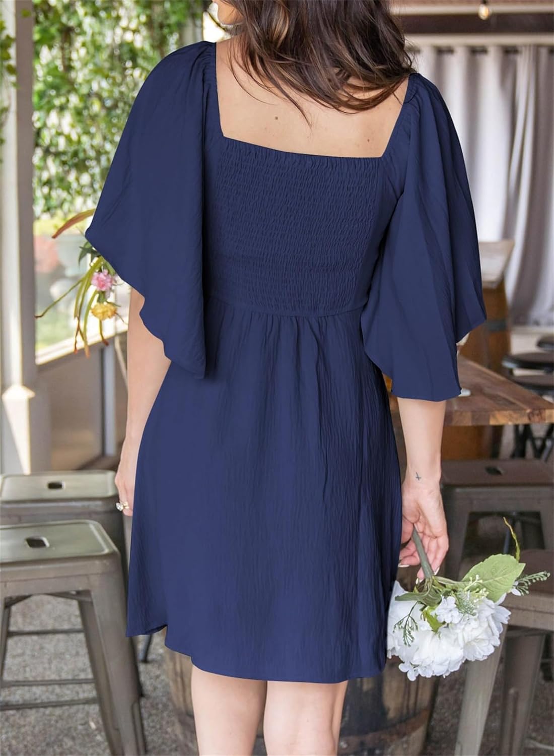 Chloé Abito Donna – Abito Mini Scollo a V Nodo Vita Alta Volant Elegante Estate