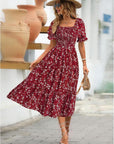 Angeli Robe Donna Fiorita – Maniche a Sbuffo, Vita Annodata, Taglio Mini Estivo Chic