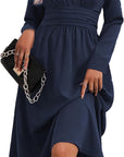 Isabelle Abito Maxi Donna – Abito Scollo a V Incrociato Maniche Lunghe Elegante