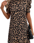Vestito Mini Nina Donna – Vestito Leopardo Maniche Sbuffo Elegante Estate Chic