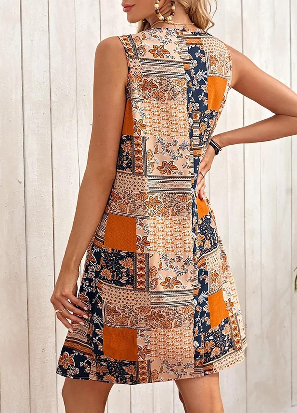 Luna Abito Donna – Abito Mini Floreale Senza Maniche Taglio Fluido Boho Estate