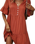 Vestito Emma Donna – Abito A-Linea Scollo a V Volant Maniche Corte Elegante Estate