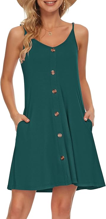 Gabbie Robe Été Donna – Spalline Sottili, Scollo a V e Tasche, Taglio Fluido Spiaggia