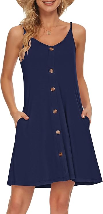 Gabbie Robe Été Donna – Spalline Sottili, Scollo a V e Tasche, Taglio Fluido Spiaggia