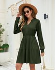 Vestito Midi Emma Donna – Vestito in Maglia con Scollo a V, Vita Elastica, Maniche Lunghe Elegante
