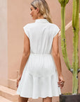Dea Vestito Donna Lino – Senza Maniche, Con Bottoni, Vita Annodata, Mini Estivo Chic