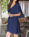 Chloé Abito Donna – Abito Mini Scollo a V Nodo Vita Alta Volant Elegante Estate
