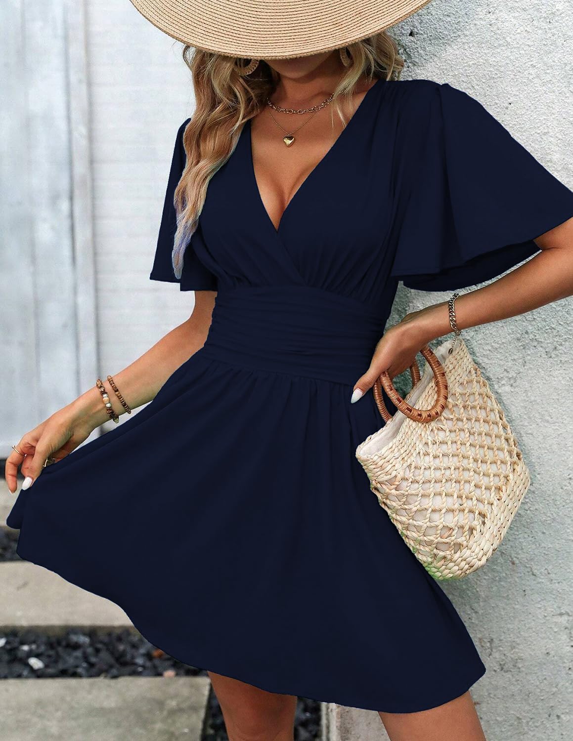 Vestito Midi Sofia Donna – Vestito Cache-Cœur Elegante con Maniche Lunghe