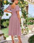 Claire Vestito Donna – Vestito Maxi Scollo a V Schiena Quadrata Linea A Fluido Boho Estate