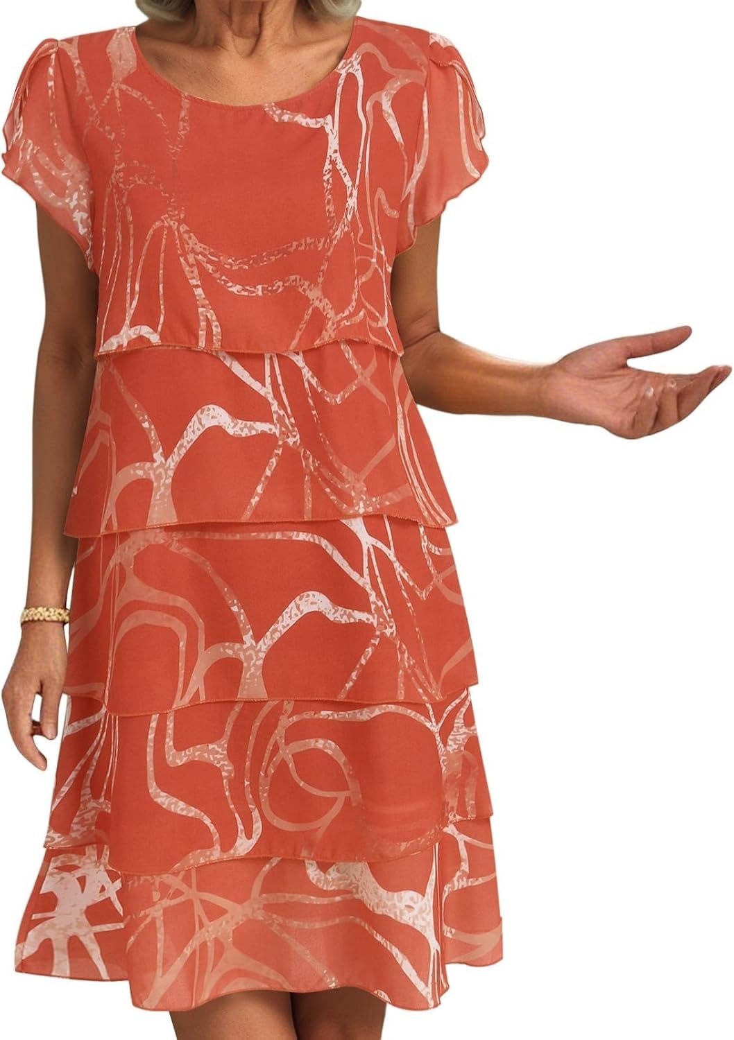 Aurora Abito Donna – Abito Floreale Bohemien Midi Volant Taglio Fluido Estate