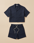 Completo Coordinato Uomo Overshirt Leggero e Pantaloncini - Blu Navy