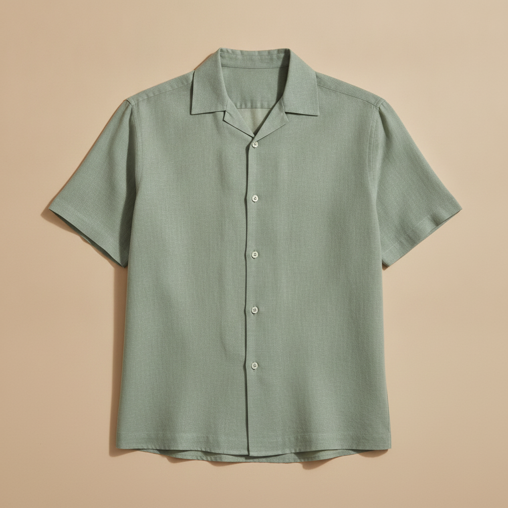 Camicia Uomo in Lino con Colletto Camp – Fresca ed Elegante Estiva - Verde Salvia