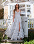 Abito lungo donna in chiffon, floreale