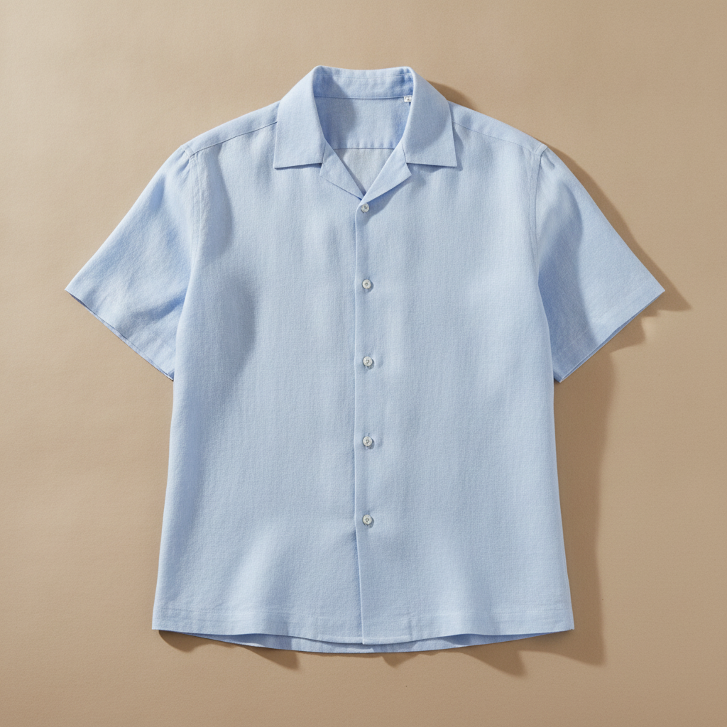 Camicia Uomo in Lino con Colletto Camp – Fresca ed Elegante Estiva - Azzurro