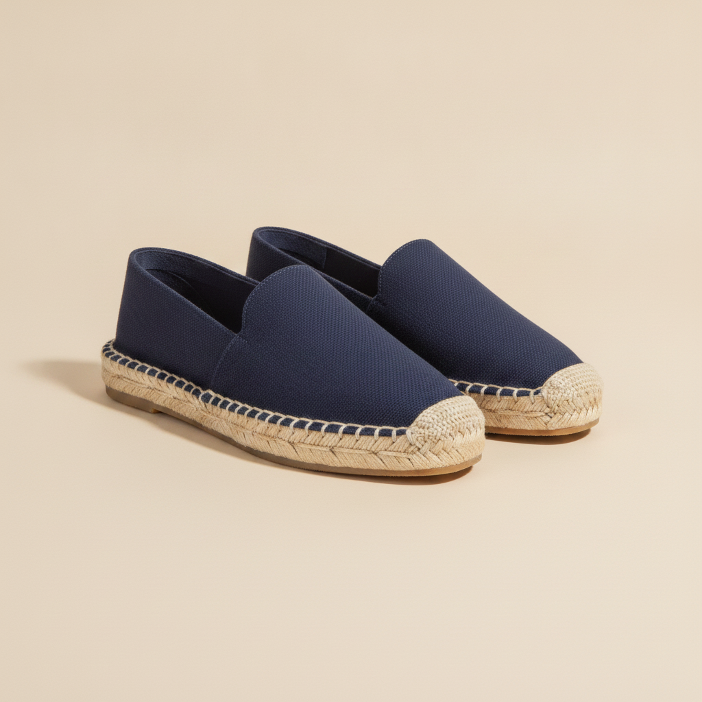 Espadrillas Uomo con Suola in Corda – Tinta Unita Naturale - Blu Navy