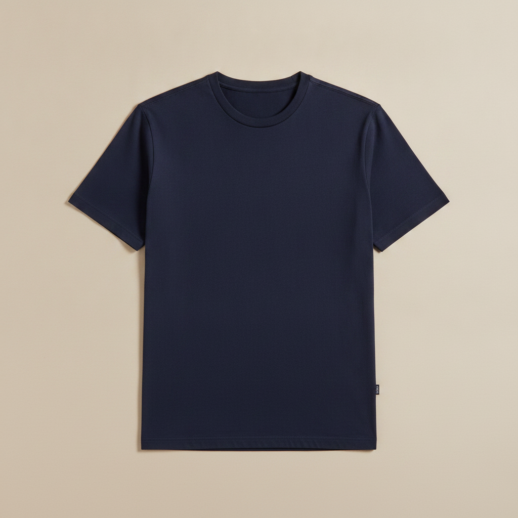 T-shirt Uomo in Cotone Premium Girocollo – Basic Essenziale - Blu Navy