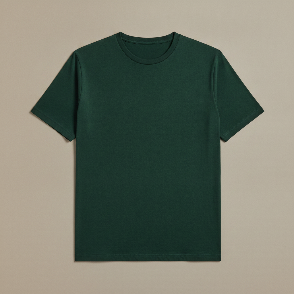 T-shirt Uomo Effetto Fiammato – Texture Slub Casual - Verde Bosco