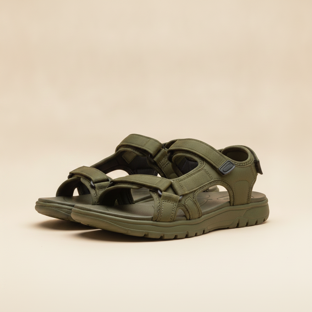 Sandali Sportivi Uomo con Fascette – Comfort e Grip Estivo - Verde Militare