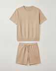 Completo Coordinato Uomo Felpa Leggera e Pantaloncini - Beige