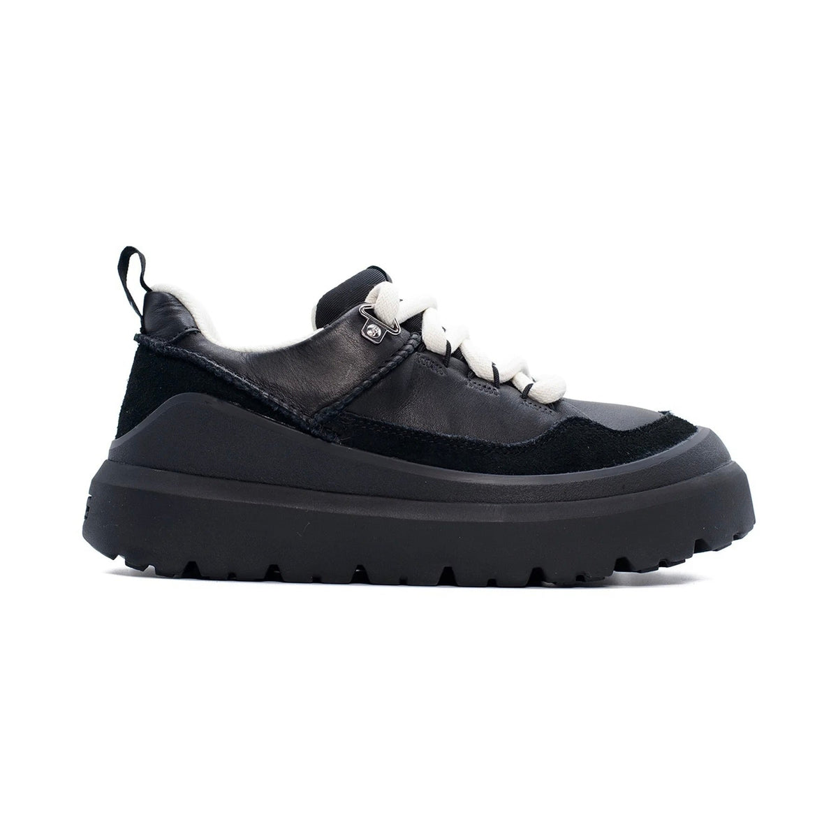 UGG Heritage Utility Sneaker Black sneakers uomo e donna in pelle scamosciata nero, vista laterale