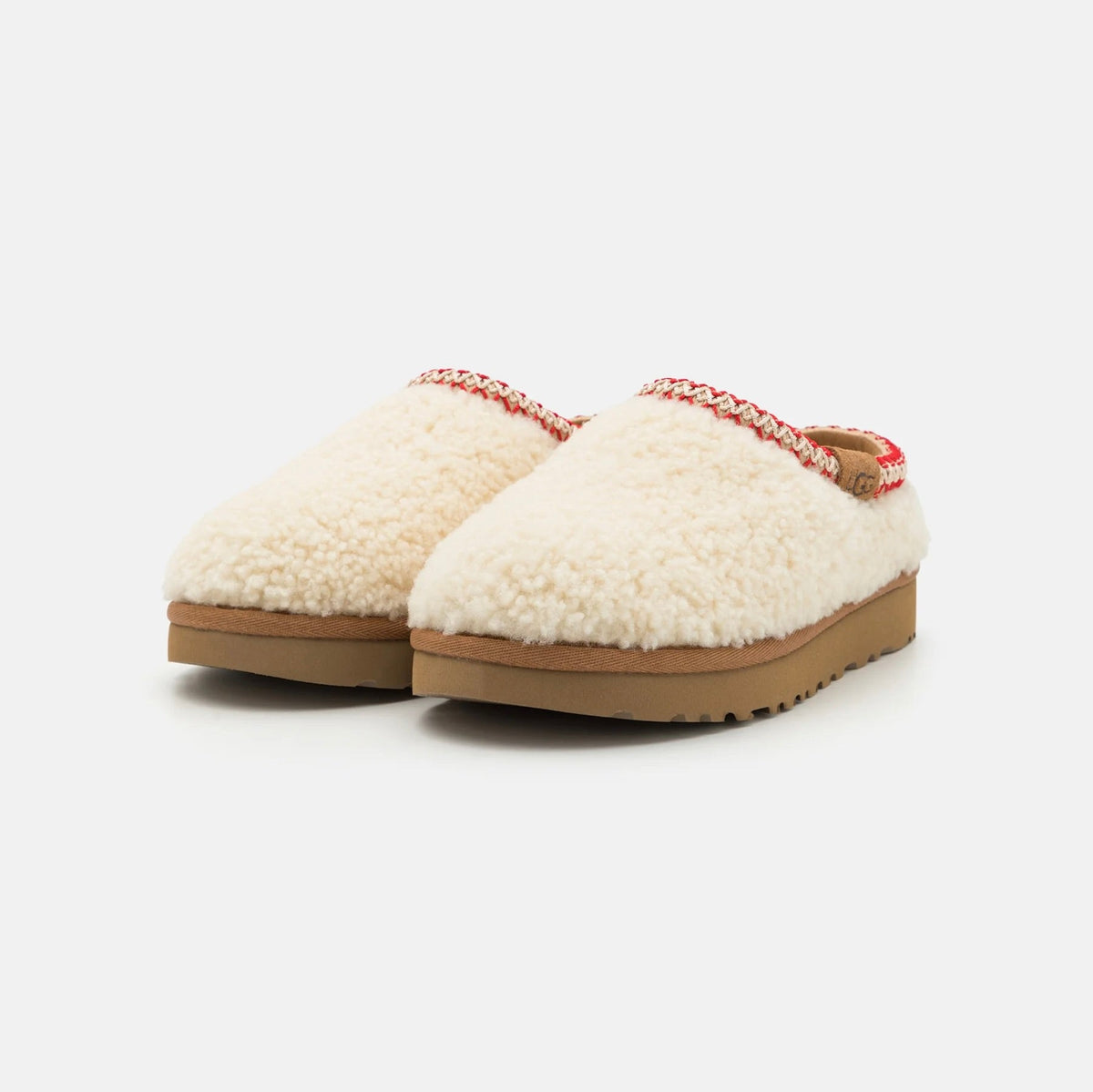 UGG Tasman Maxi Curly Natural ciabatte chiuse donna in pelle scamosciata e montone naturale, vista frontale