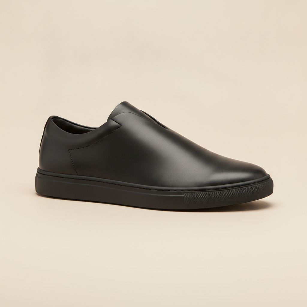 Sneakers Uomo Minimaliste Total Black – Eleganza Urbana Pulita - Nero Camoscio