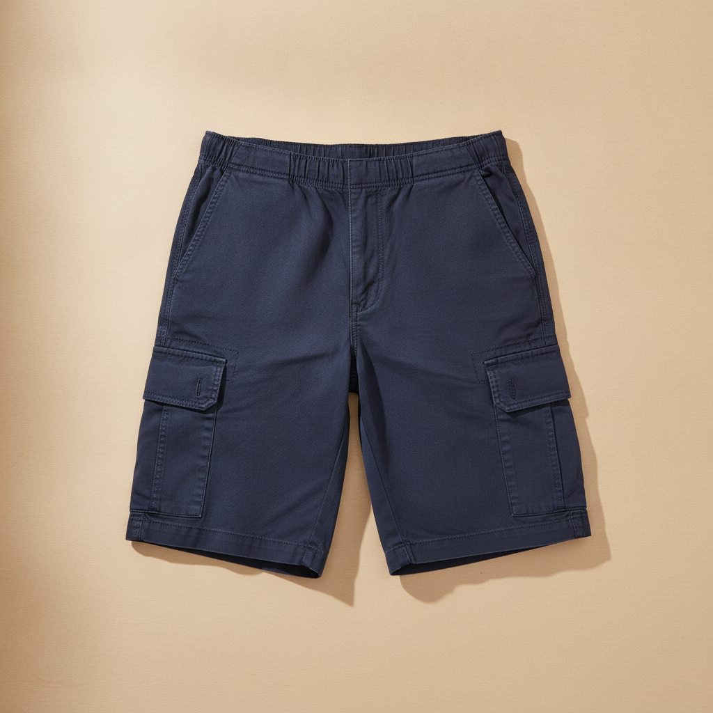 Bermuda Cargo Uomo in Cotone – Tasche Laterali Pratiche - Blu Navy